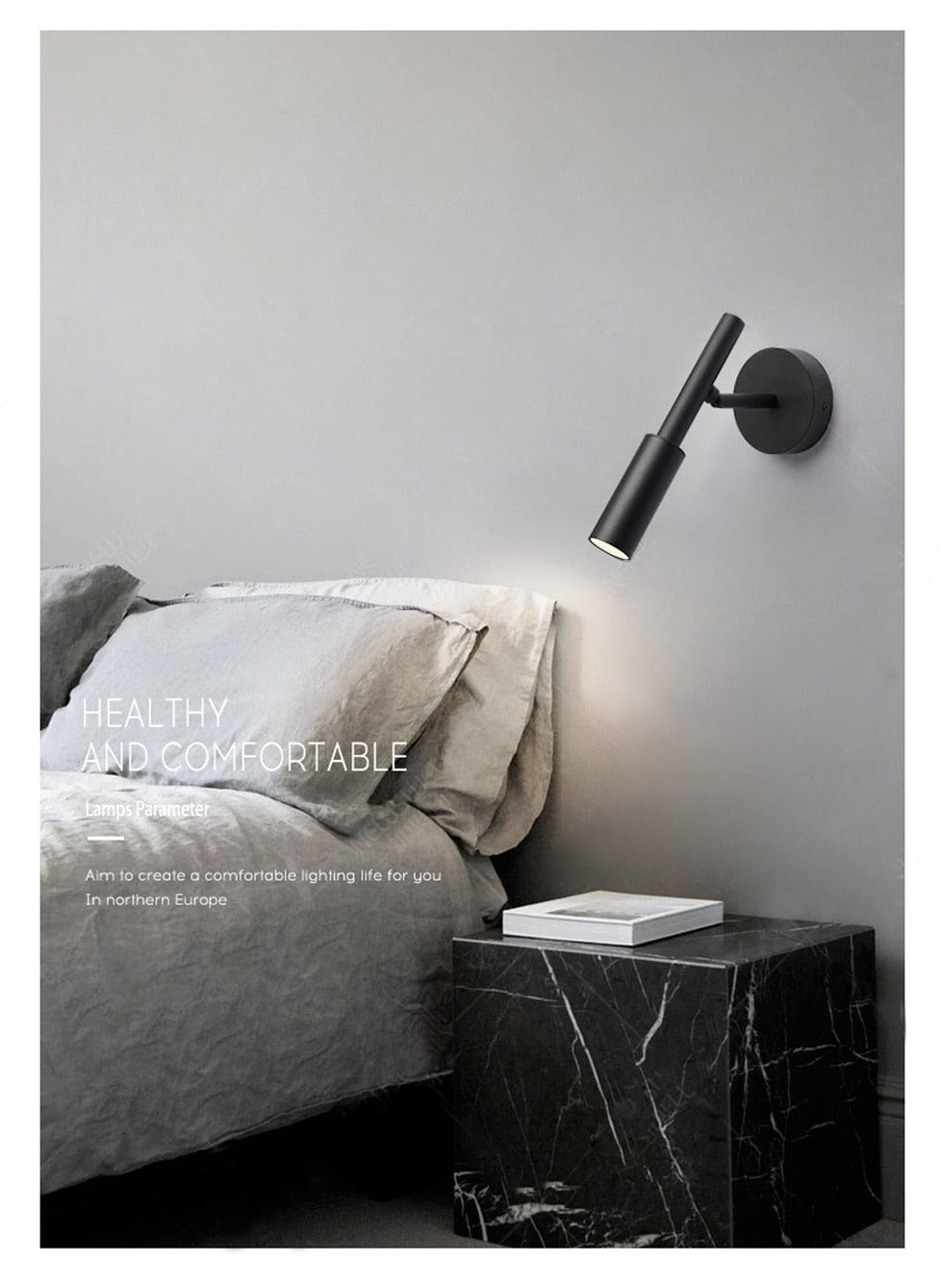 IIS Black/White Wall Mounted Reading Light Adjustable Wall Sconces