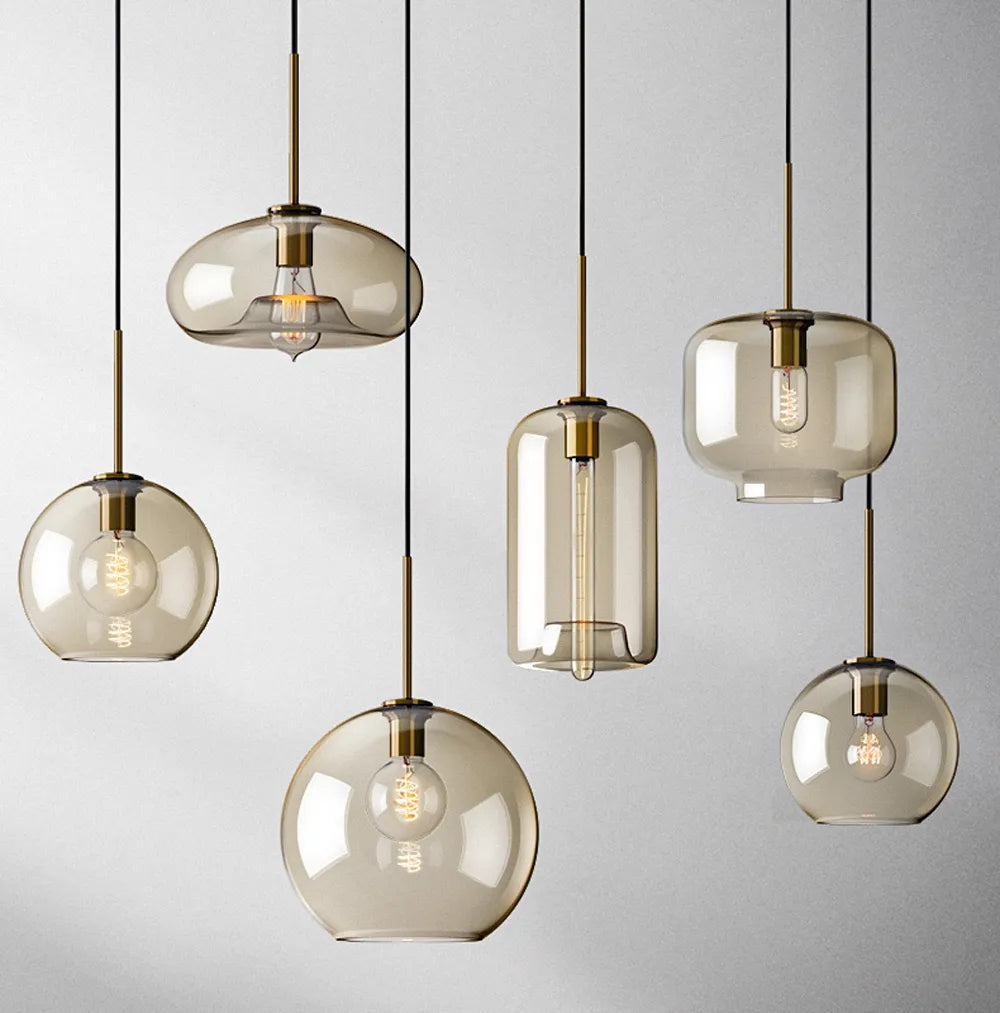 Moderne luxe led-hanger van glas in Scandinavische industriële stijl