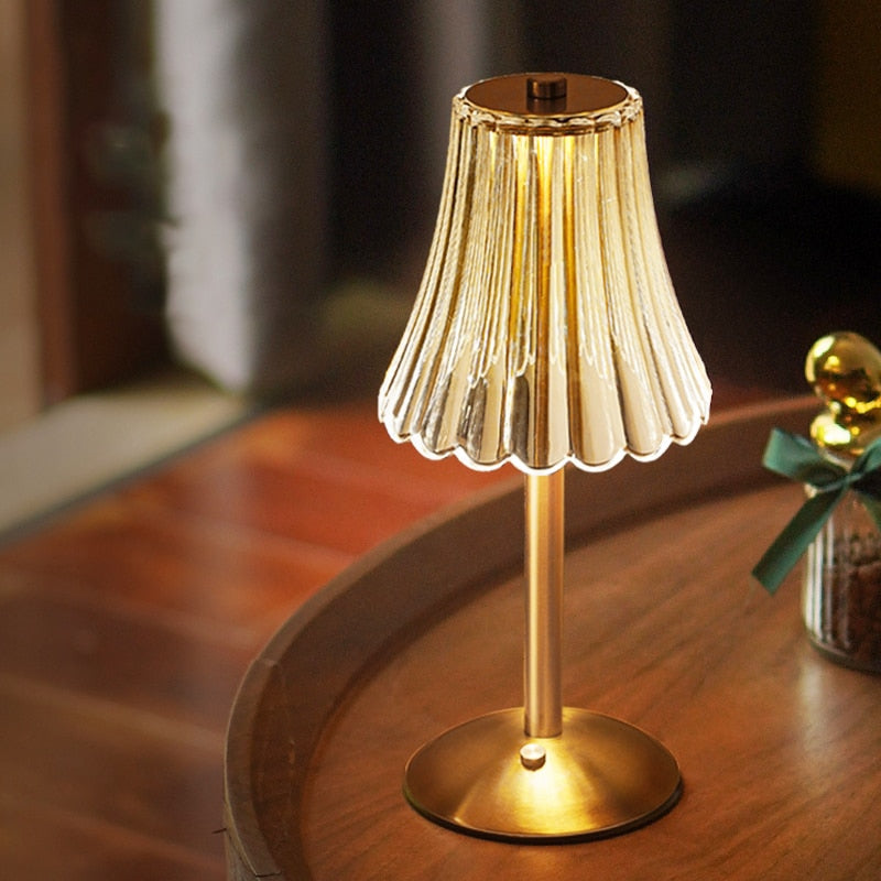 Vintage Golden Crystal Table Lamp