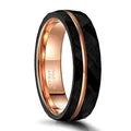 Zwarte Tungsten Ring met Roze Sleuf