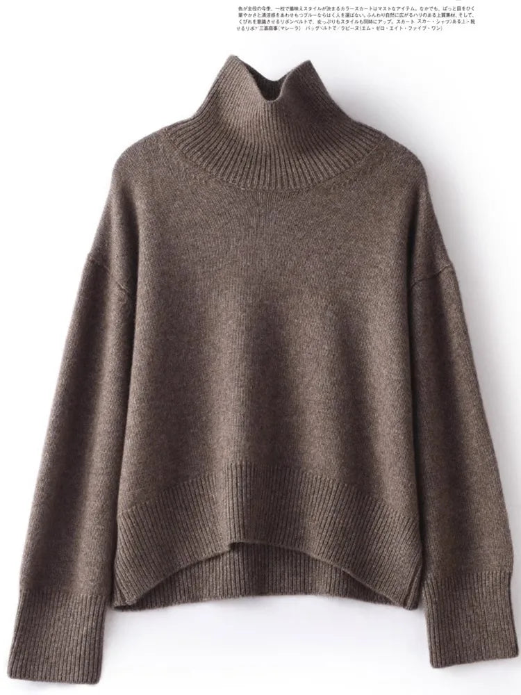 Autumn and Winter New 100% Pure Cashmere Sweater for Women - Thick Turtleneck Pullover