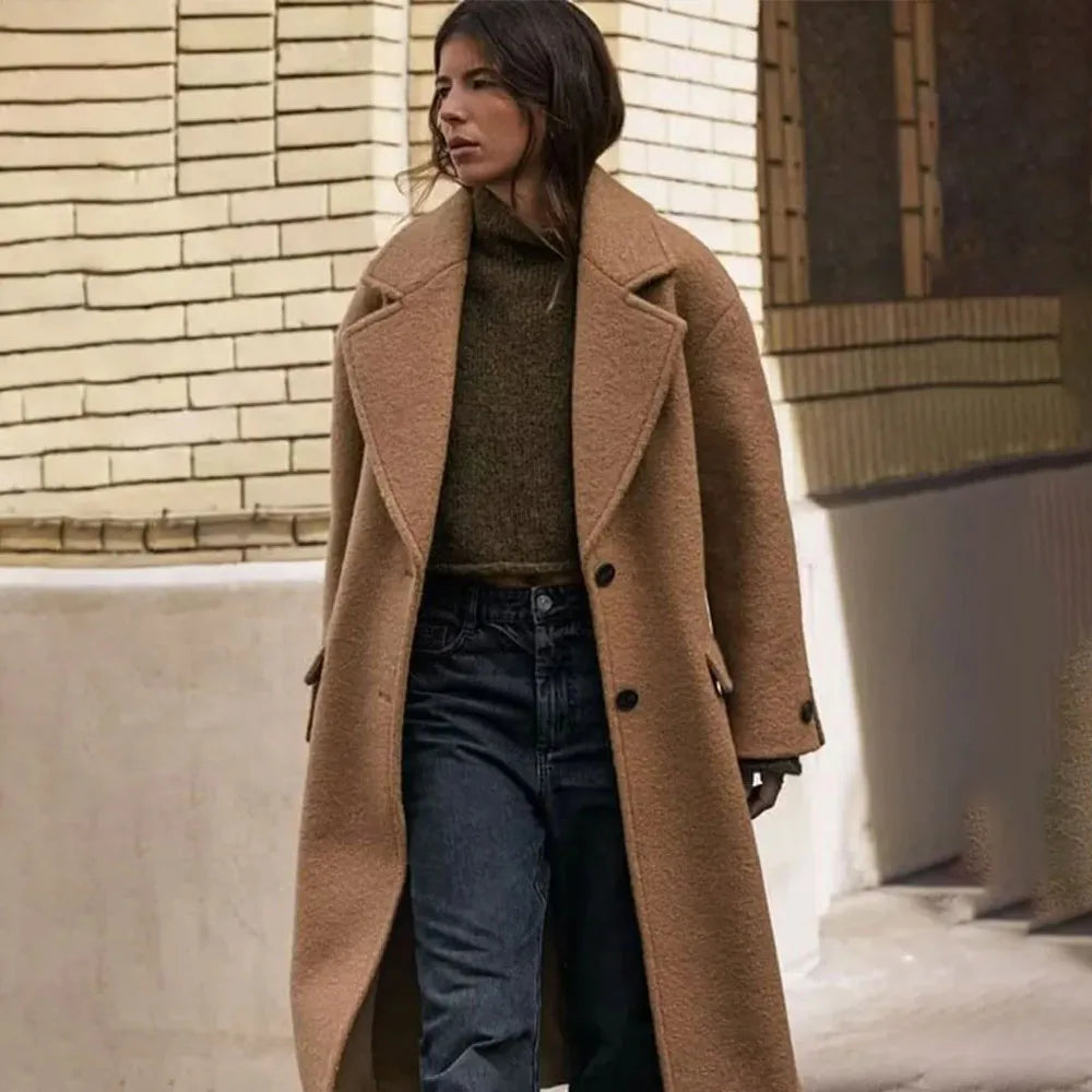 Manteau/veste en laine crantée - simple boutonnage pour l'automne et l'hiver