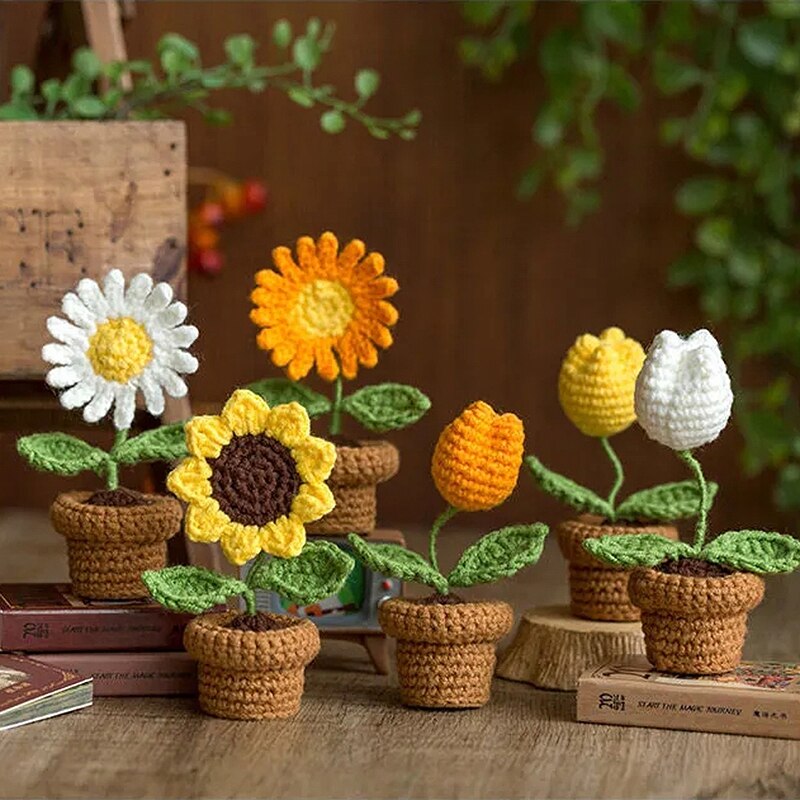 Décoration de pot de fleurs au crochet fait main