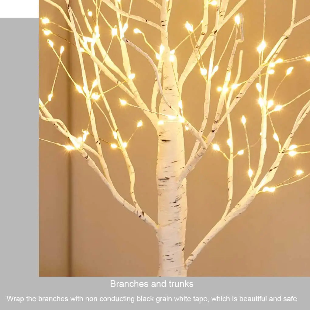 Lampada LED con albero di betulla incantata, luce natalizia