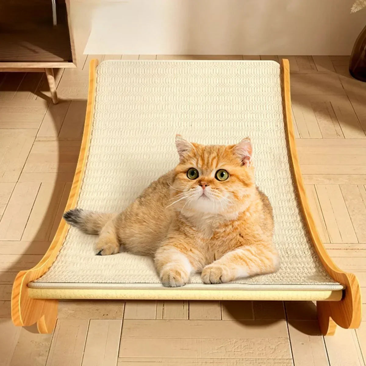 Purr Lounge Wooden Cat Scratching Recliner – Durable, Scratch-Resistant Post