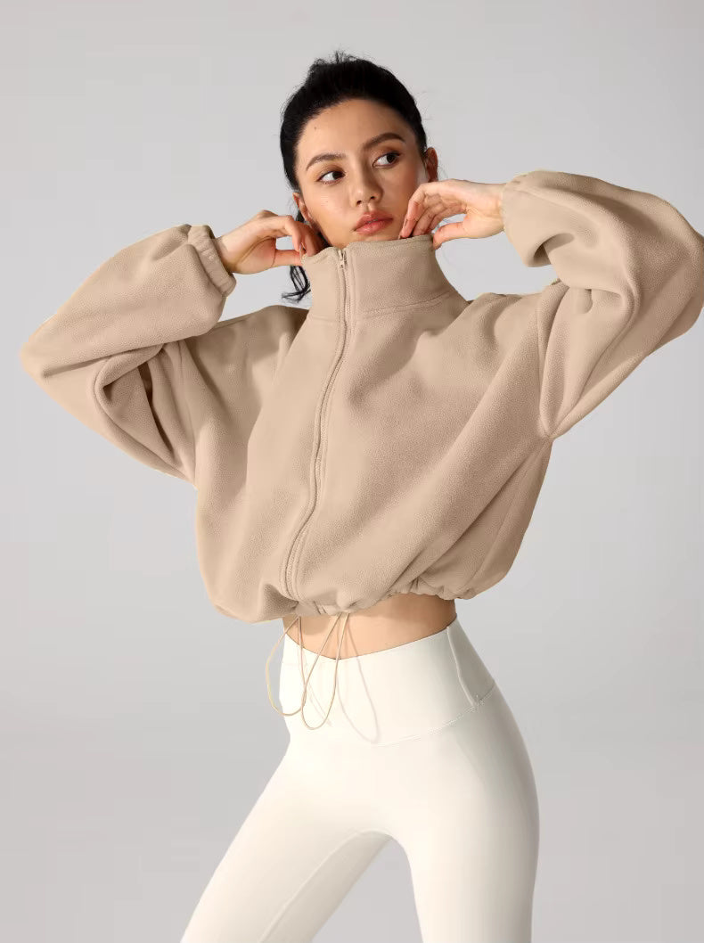 Casaco de Fleece Oversized Cortado para Desportos de Inverno