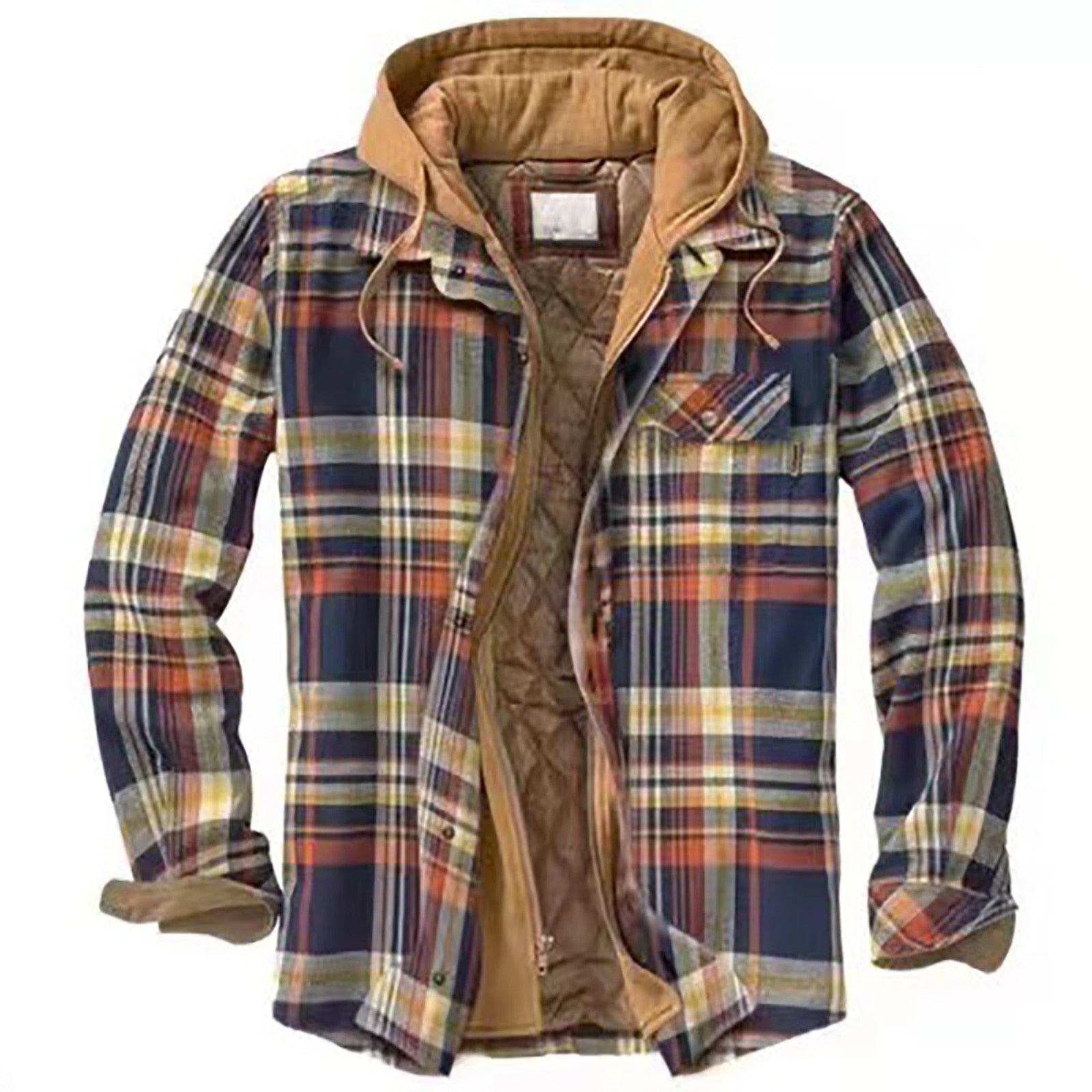 Christoph - Men's hooded jacket in check pattern: