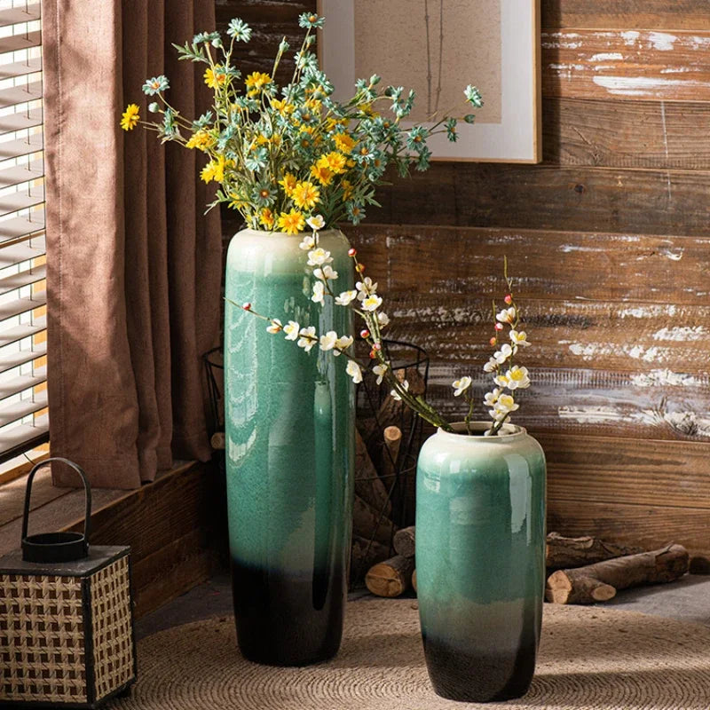 Design Grand Vase Vintage Hohe Boden Zylinder Pflanze Blumen Vasen Luxus Jarrones Decorativos Moderno Nordic Stil Wohnkultur