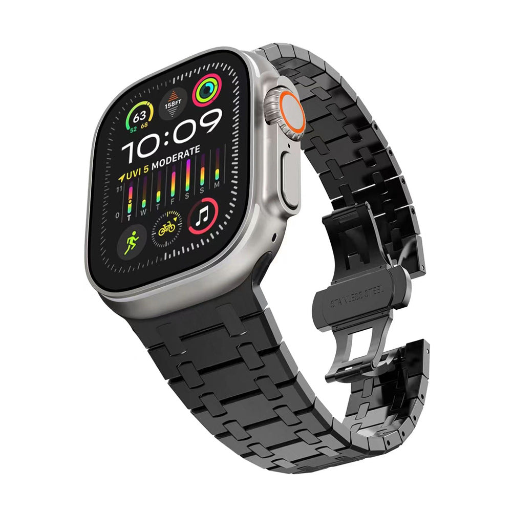 Correa de cadena doble intermitente de acero inoxidable AP para Apple Watch