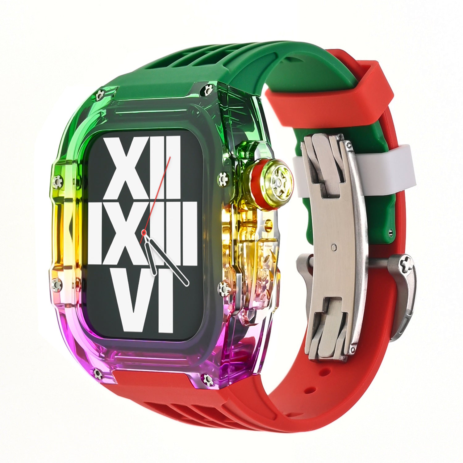 RM V30 Glacier Series Fluororubber Multicolor Case Rubber Band Mod Kit Para Apple Watch - Transparência