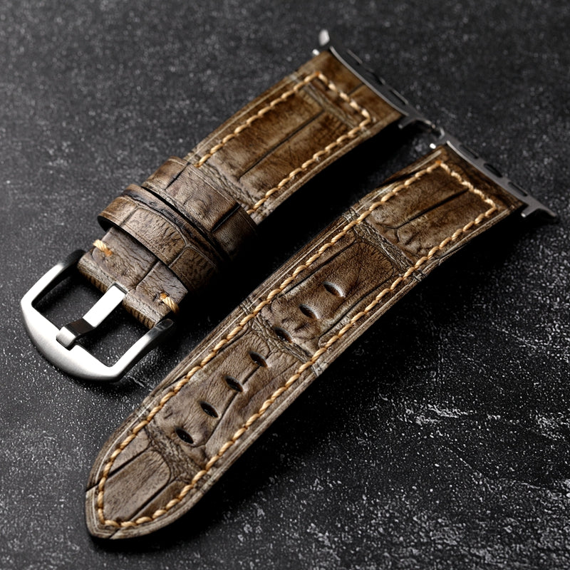 Bracelet en cuir de vachette fait main pour Apple Watch