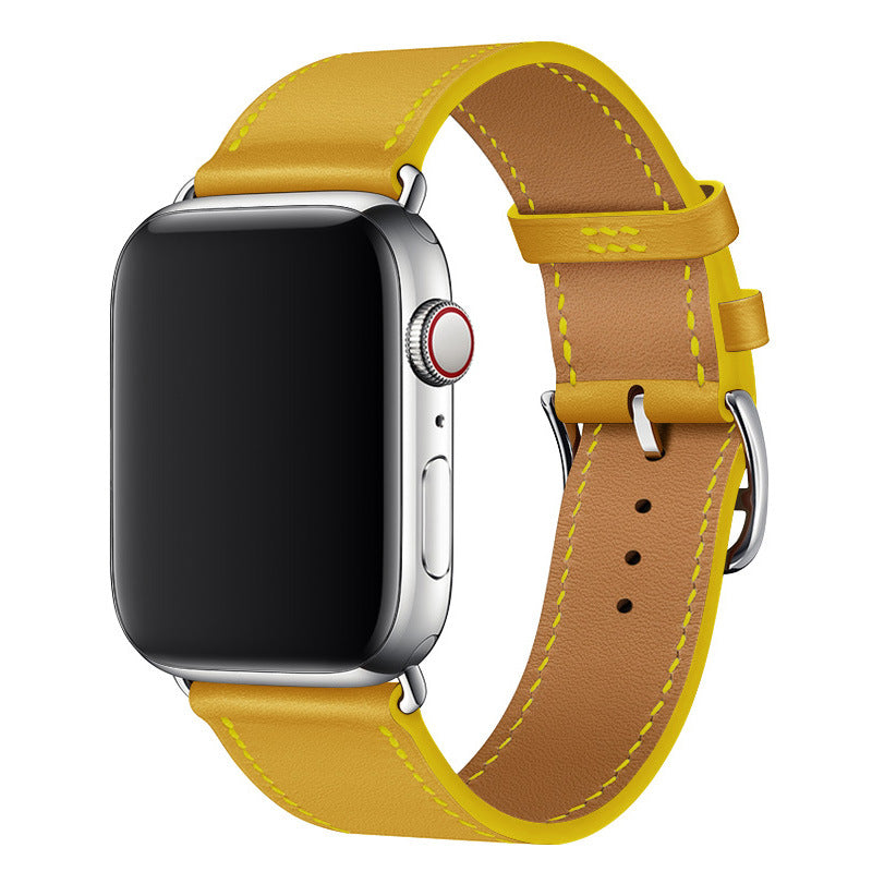 Bracelet en cuir véritable cousu à la main pour Apple Watch