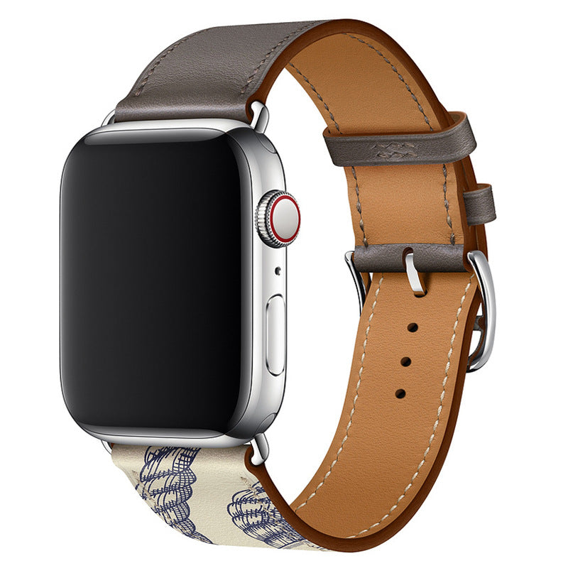 Bracelet en cuir véritable cousu à la main pour Apple Watch