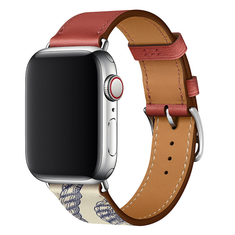 Bracelet en cuir véritable cousu à la main pour Apple Watch