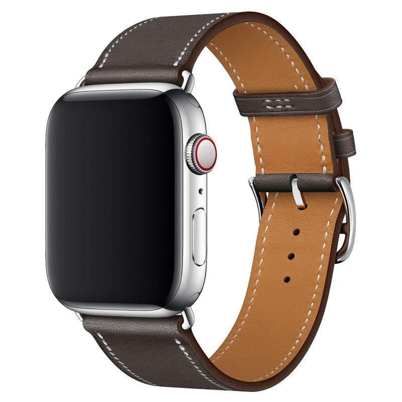 Bracelet en cuir véritable cousu à la main pour Apple Watch