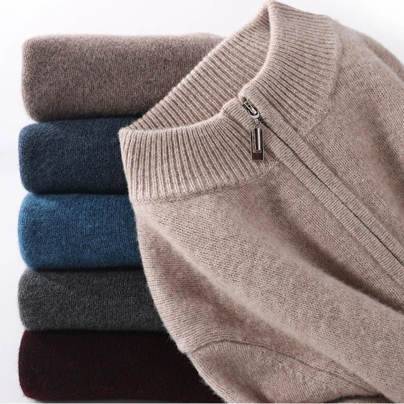 Hans: Cashmere Wool Blend Genser Halvhøy glidelås