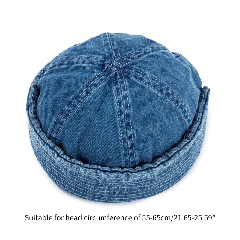 Denim Roll-Up Cap