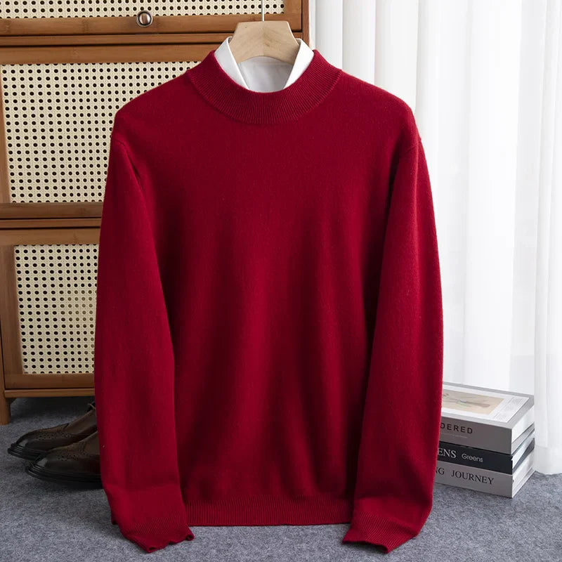 Classic Mock Neck Wool Pullover