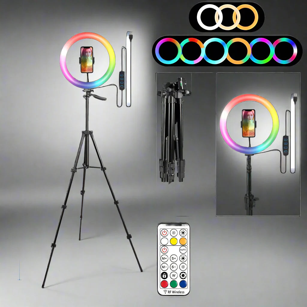 Aurora RGB Ring Light with Remote – Perfect for Videos, Photography & Content Creation