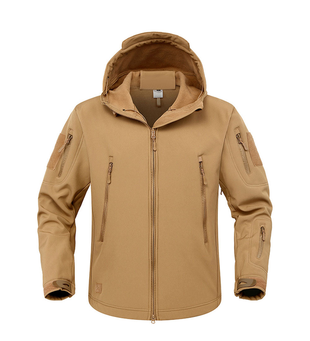 Giacca militare soft shell in pelle di squalo - Cappotto caldo con cappuccio tattico antivento e impermeabile