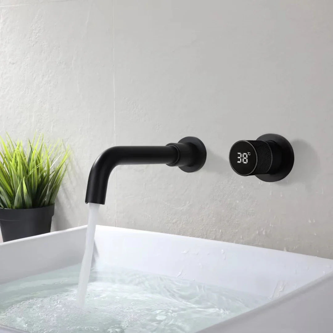 Rubinetto da bagno con display digitale Ferond Black Brass – Rubinetto a doppio controllo per acqua fredda e calda