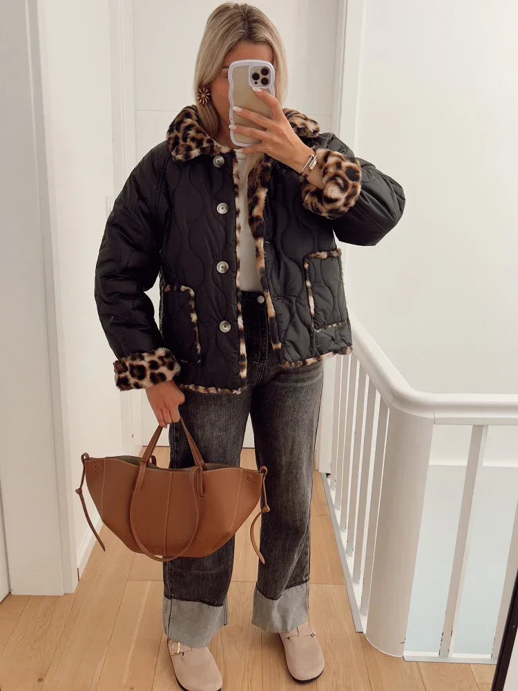 Lena's Luxe omkeerbare luipaardjas - Winter Streetstyle damesjack