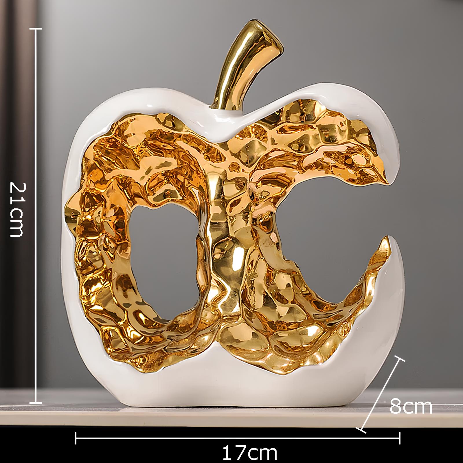 Gold-plated Hollow Apple Ceramic Sculpture Ornament