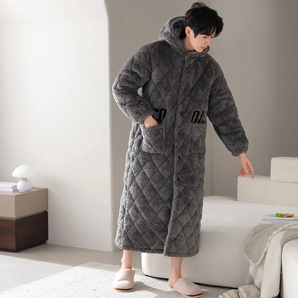 HoodedComfort – Robe de Banho de 3 Camadas para Homens