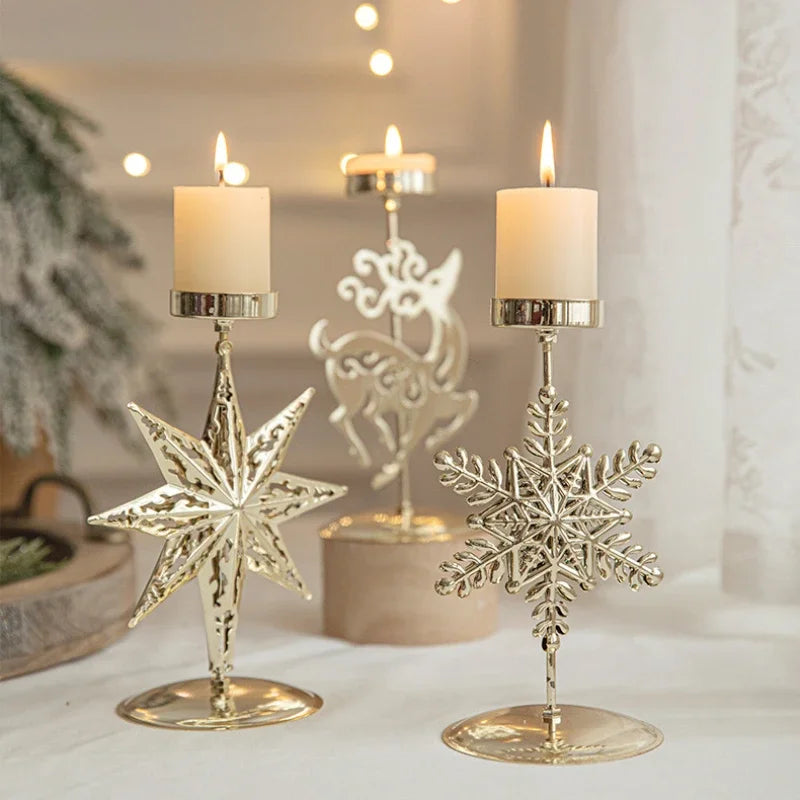 Golden Christmas Candle Holder