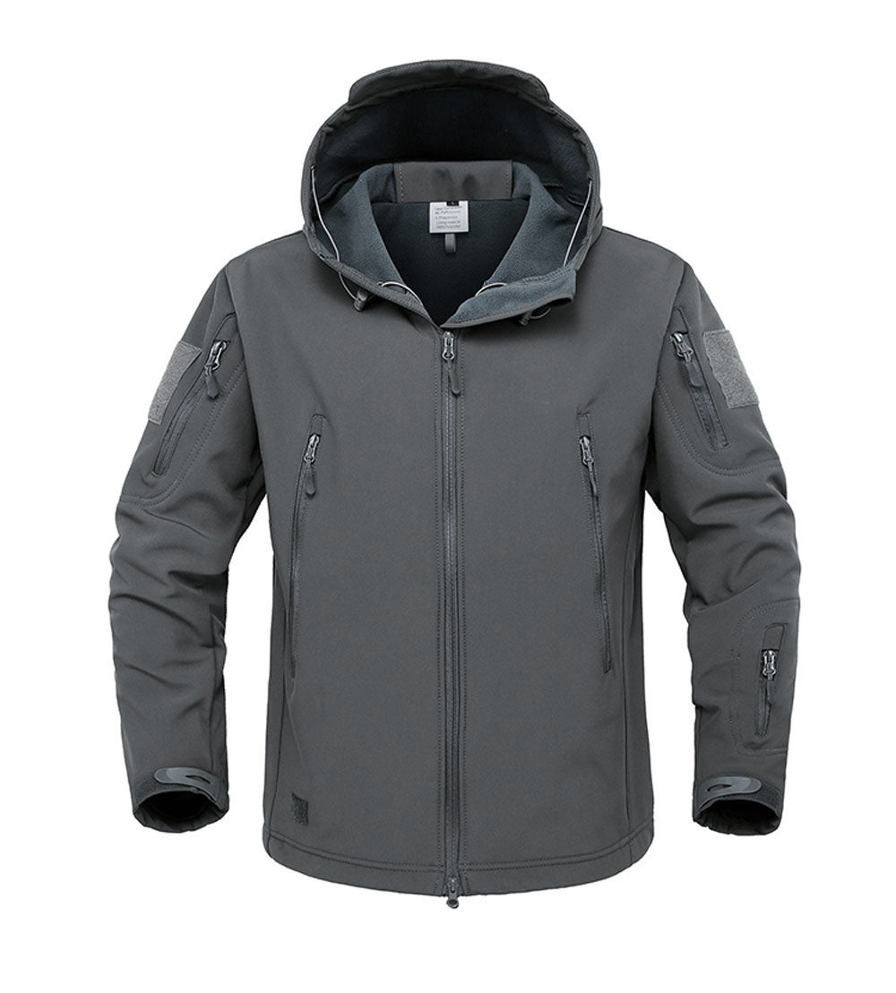 Giacca militare soft shell in pelle di squalo - Cappotto caldo con cappuccio tattico antivento e impermeabile