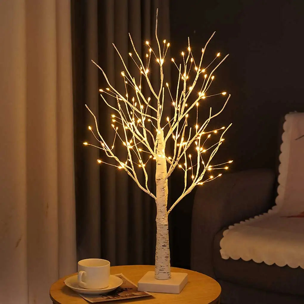 Lampada LED con albero di betulla incantata, luce natalizia