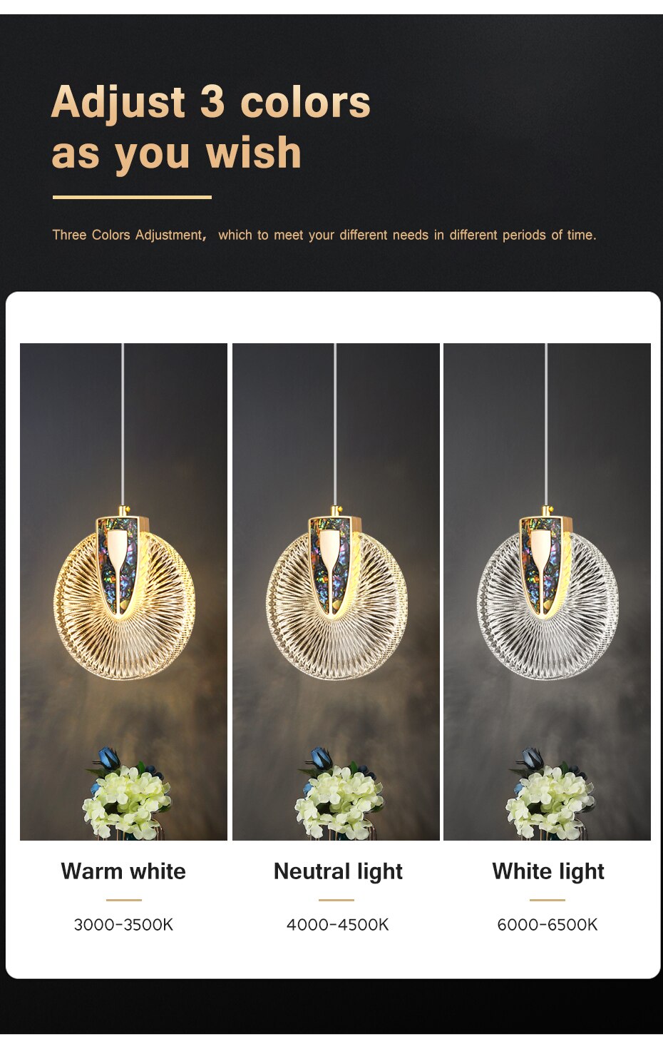 DUN Luxury Gold Led Pendant Light Round Crystal Hanging Lamp