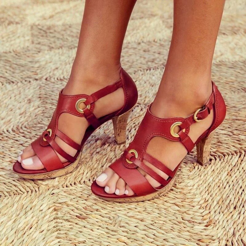 Aileen Elegant Leather Heeled Sandals