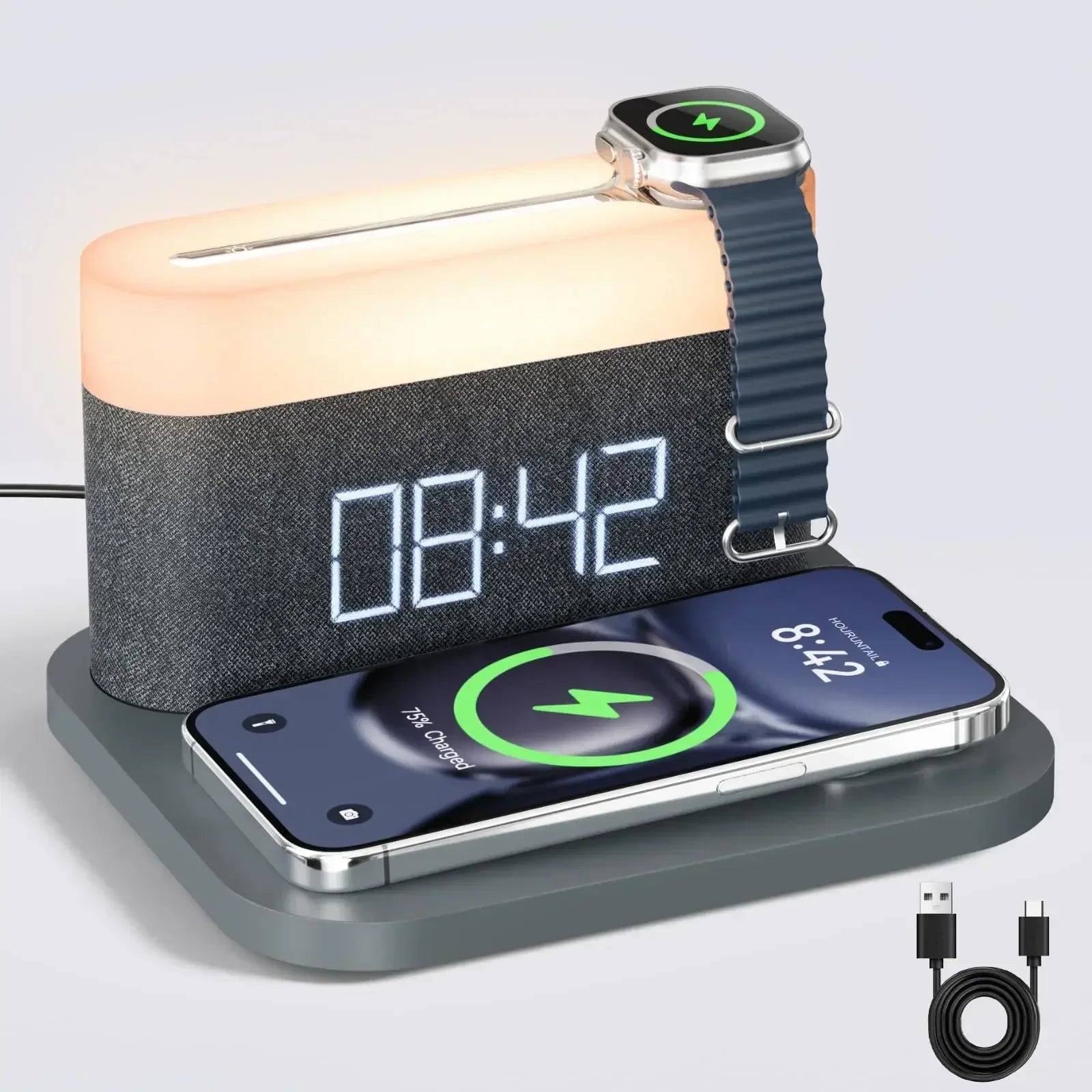 Eclarage - Caricabatterie Wireless 15W con Luce Notturna per iPhone e Samsung