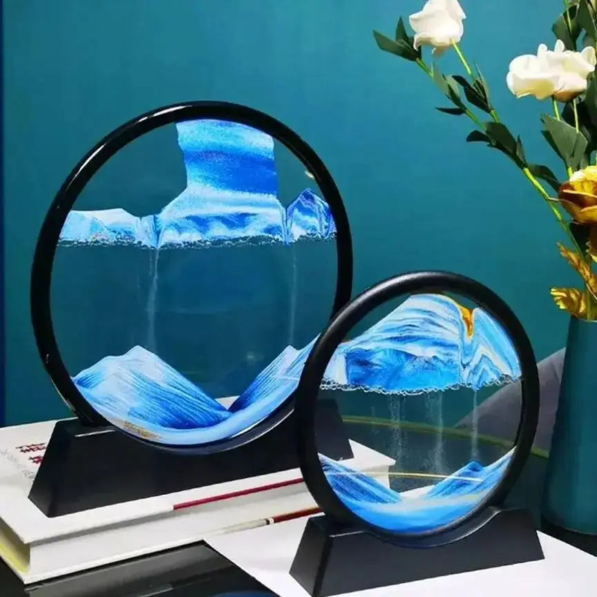 Immagine d'Arte in Sabbia 3D in Movimento | Clessidra Sandscape del Mare Profondo per Relax e Decorazione da Scrivania