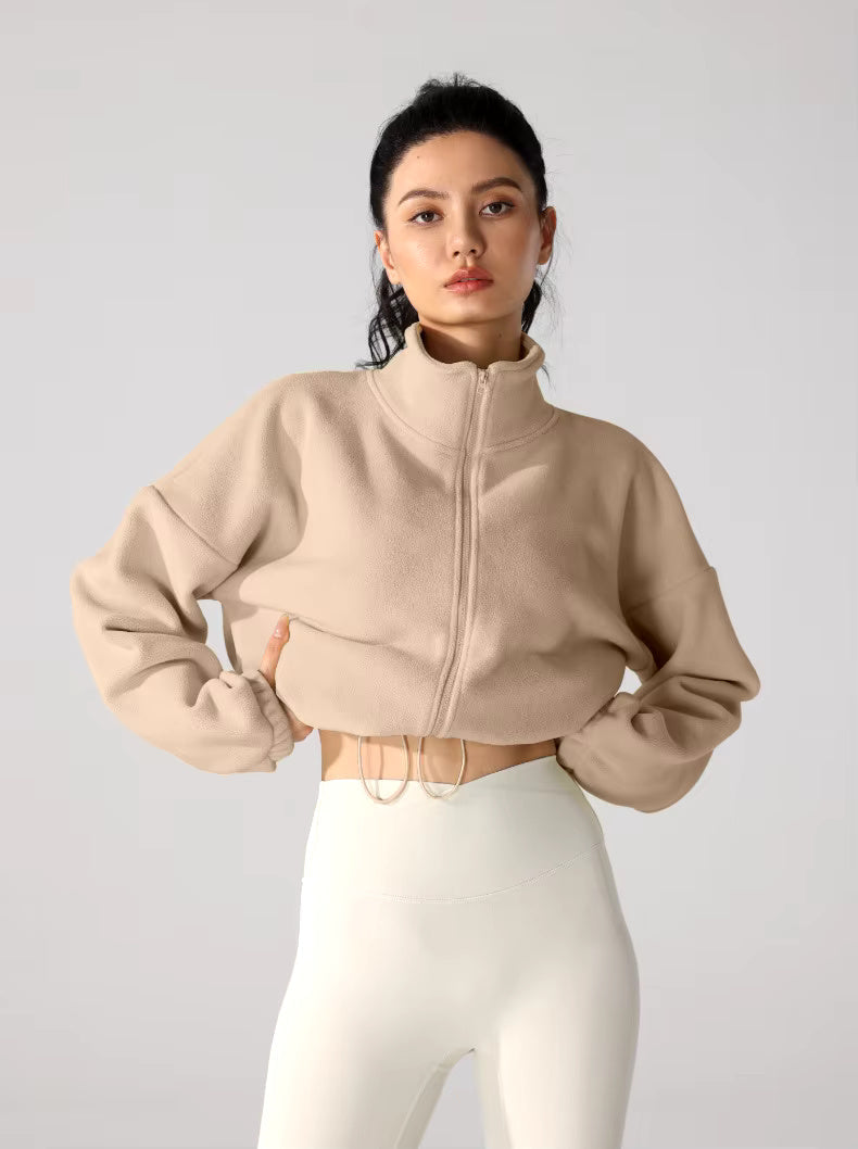 Casaco de Fleece Oversized Cortado para Desportos de Inverno