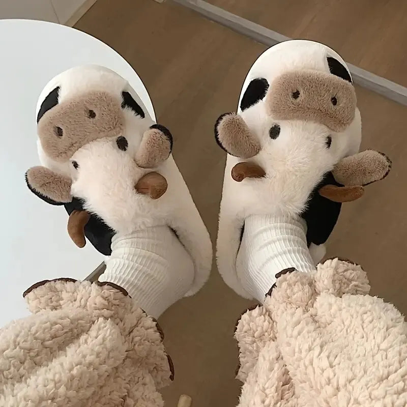 PlushCow - Pantuflas de invierno divertidas y acogedoras