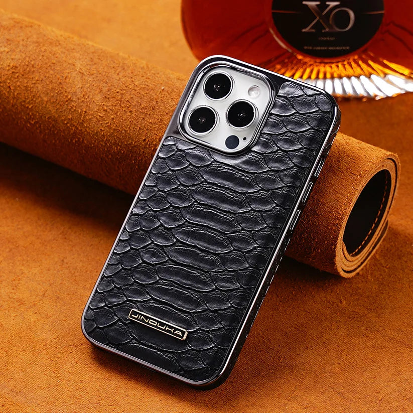 Snakeskin Texture Leather Phone Case For iPhone