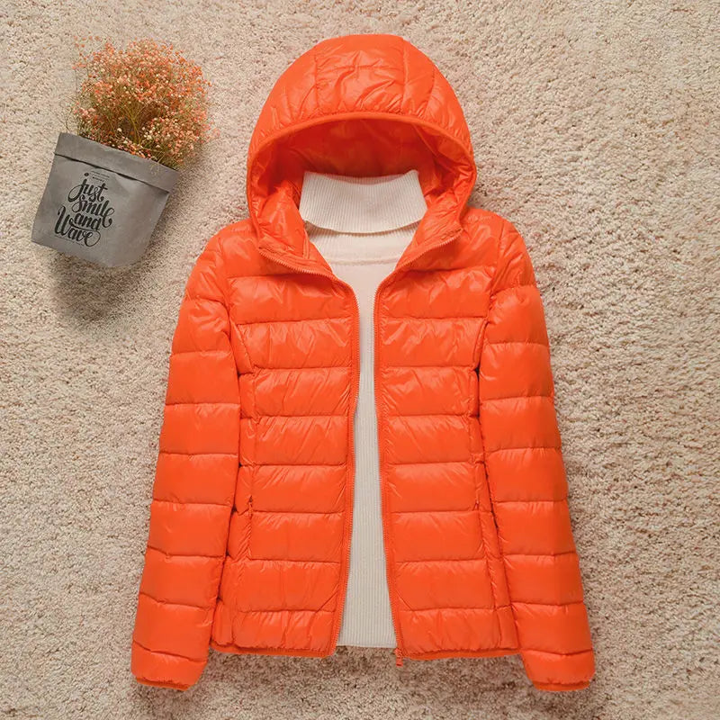 Casaco Puffer de Pato Branco Elegante de Inverno Caroline