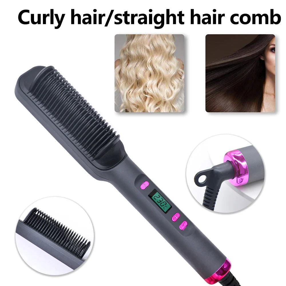 Elektrisk Hot Comb Multifunktionel Straight Hair Straightener Comb