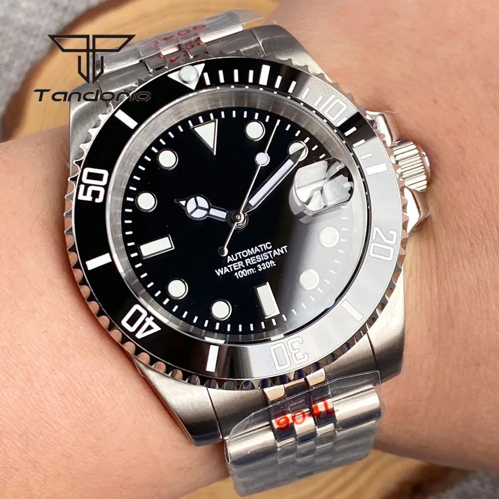 Tandorio NH35A Date Stainless Steel 40mm Dive Automatic Men's Watch | Sapphire crystal