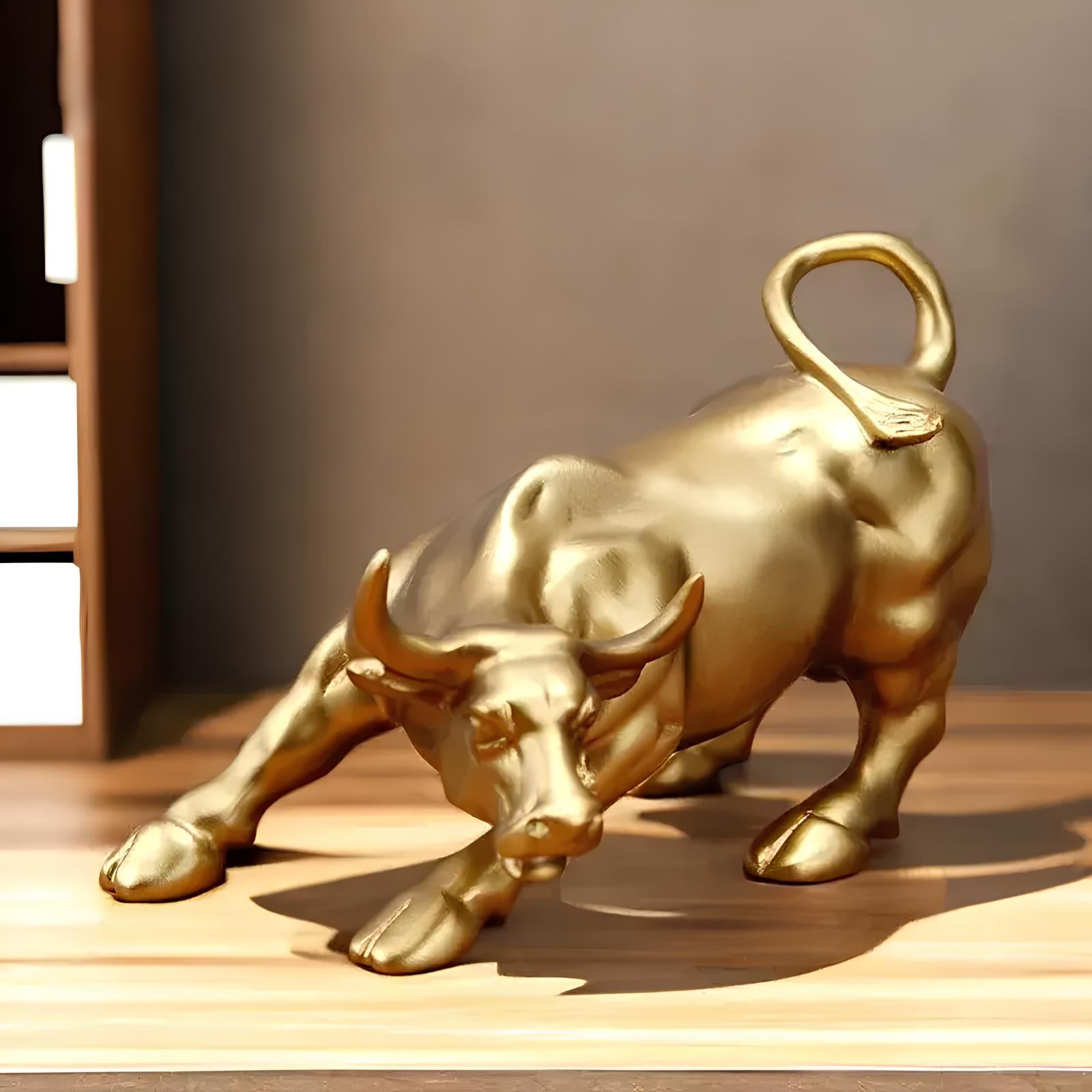 Wall Street Bull Market Resin Ornament Feng Shui Fortune Statue Wealth Figurine