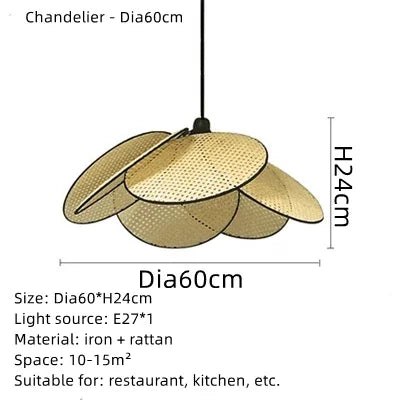 Rattan-Kronleuchter „Emily Leaf“