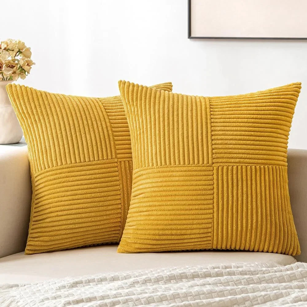 StripeCozy - Soft Corduroy Cushion Cover for Home Decor