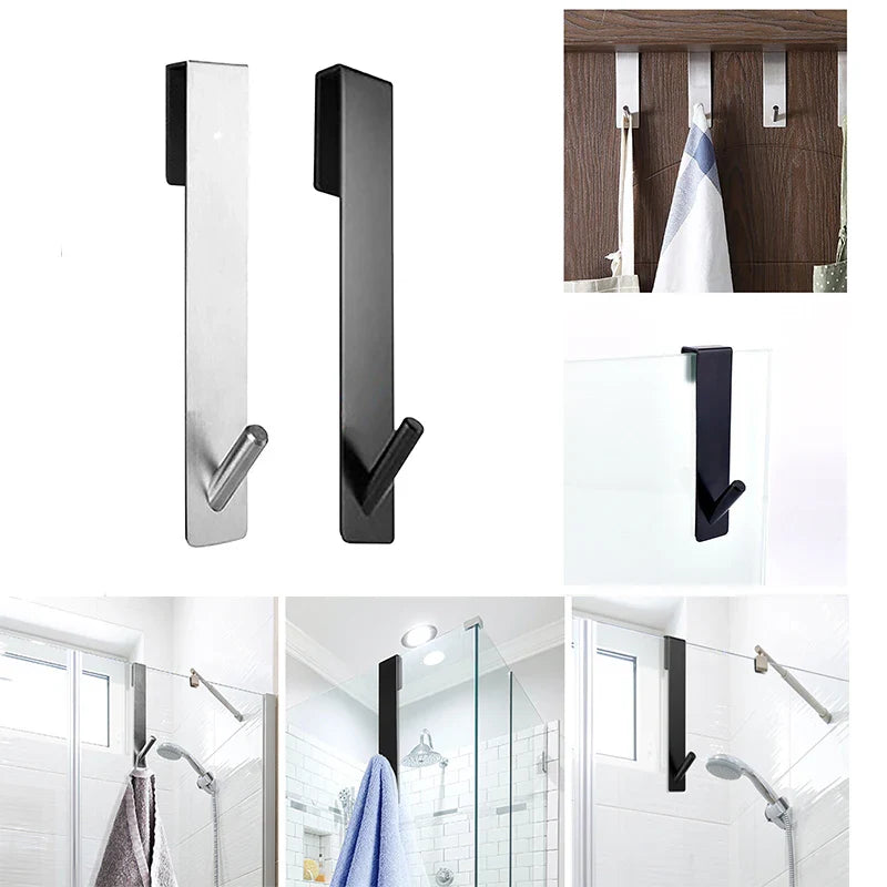 Sleek S-Shape Stainless Steel Bathroom Shower Towel Rack – Space-Saving Door Hanger Hook