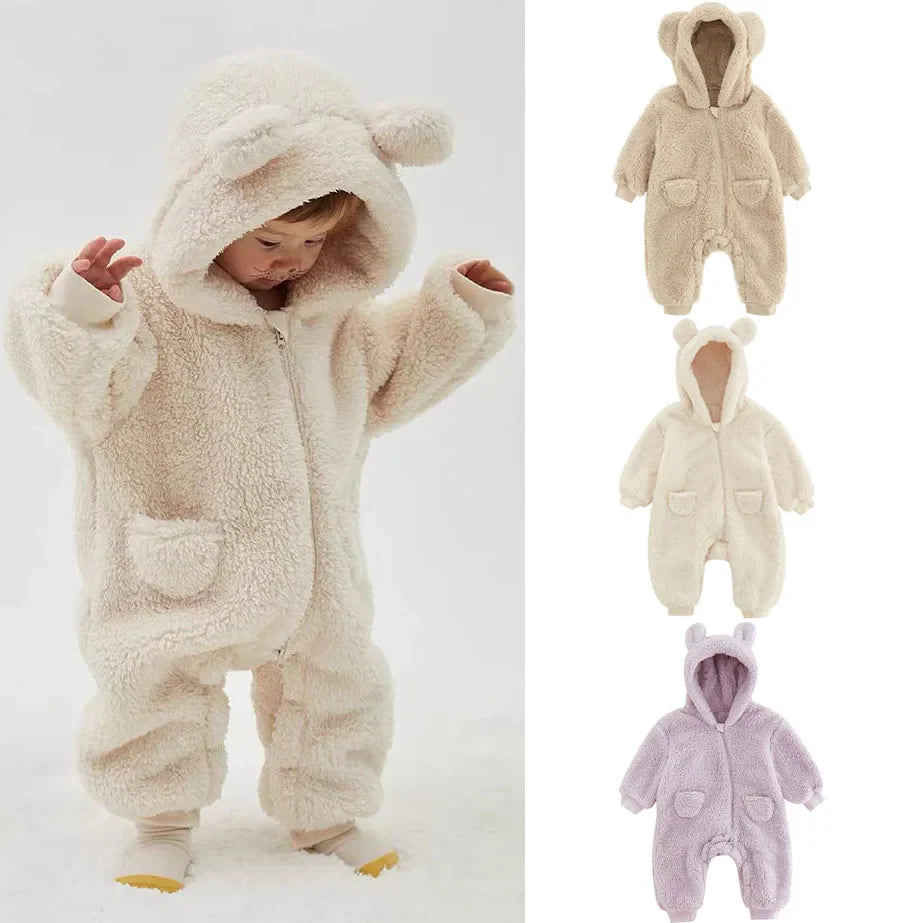 Candices gemütlicher Tier-Strampler | Warmer Fleece-Overall mit Tiermotiv für Jungen und Mädchen im Alter von 0 bis 2 Jahren