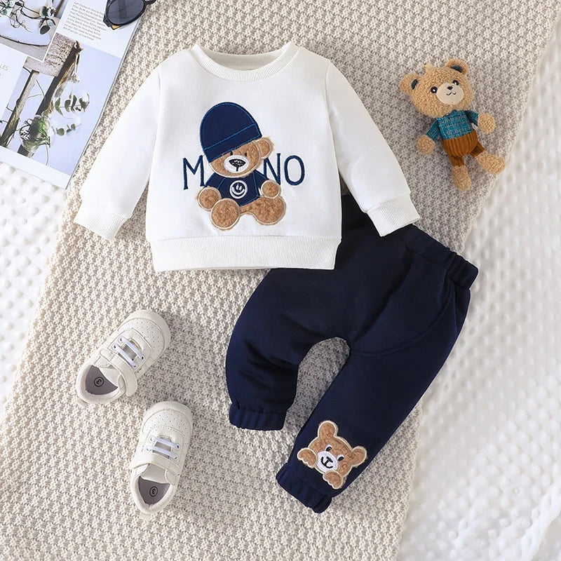 Whimsical Bear Set - Finn & Zoey - Toddler Tee & Navy Pants (3-24 Months)