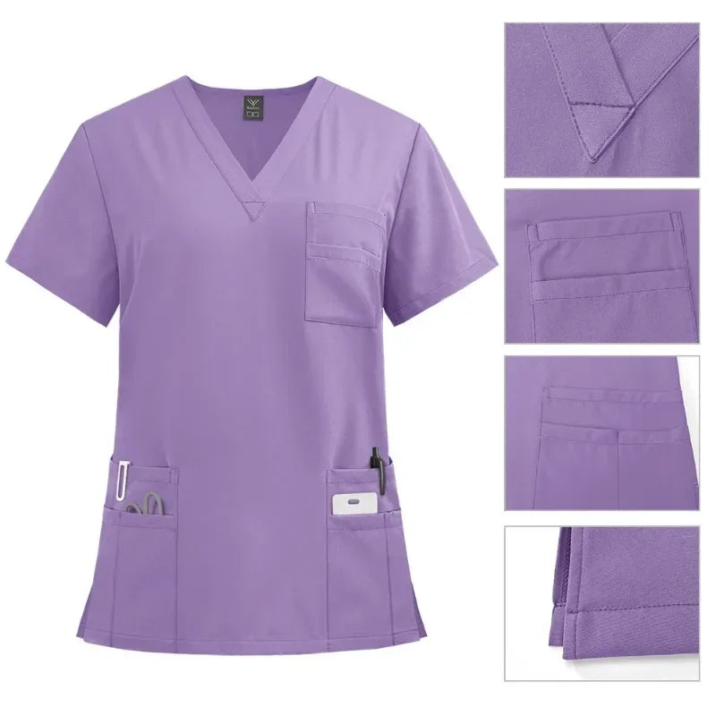 Classic Nurse Scrubs Set for Men & Women – Medical Uniform, Surgical, Dental, Clinical Workwear – Top & Pants Set