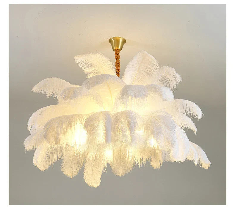 Lustre en plumes d'autruche