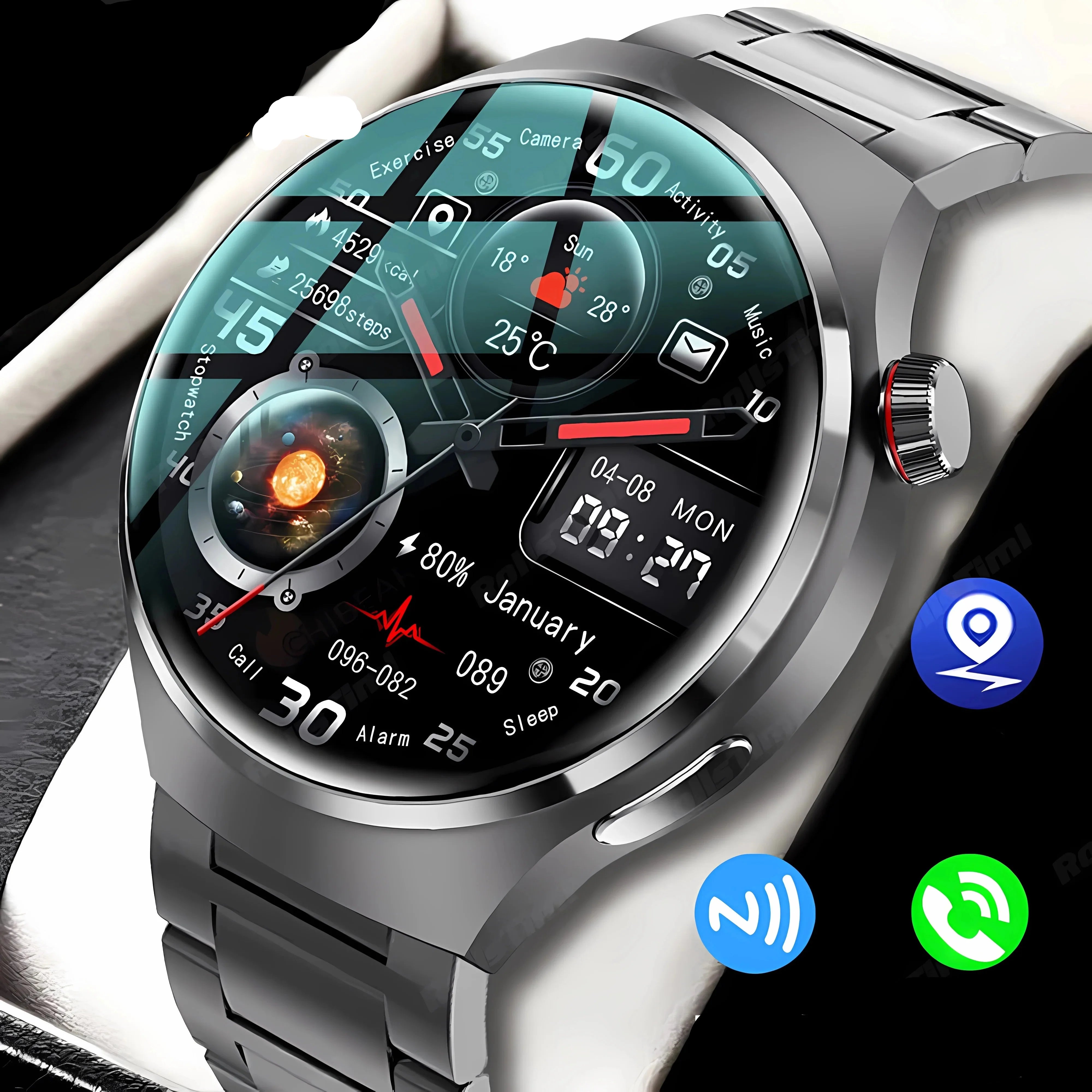 Ares Pro 2024 Smartwatch – NFC, Health Monitor, GPS & Bluetooth Calling